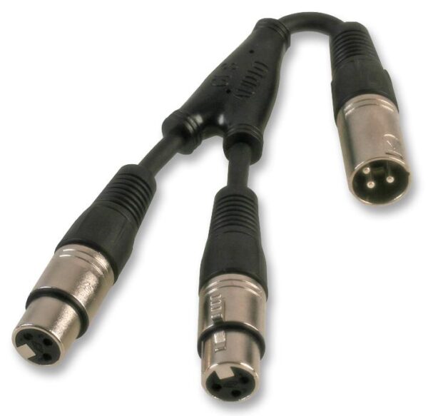 PULSE PLS00288 - 3 Pin XLR Male to 2x Female Adaptor Lead, Black